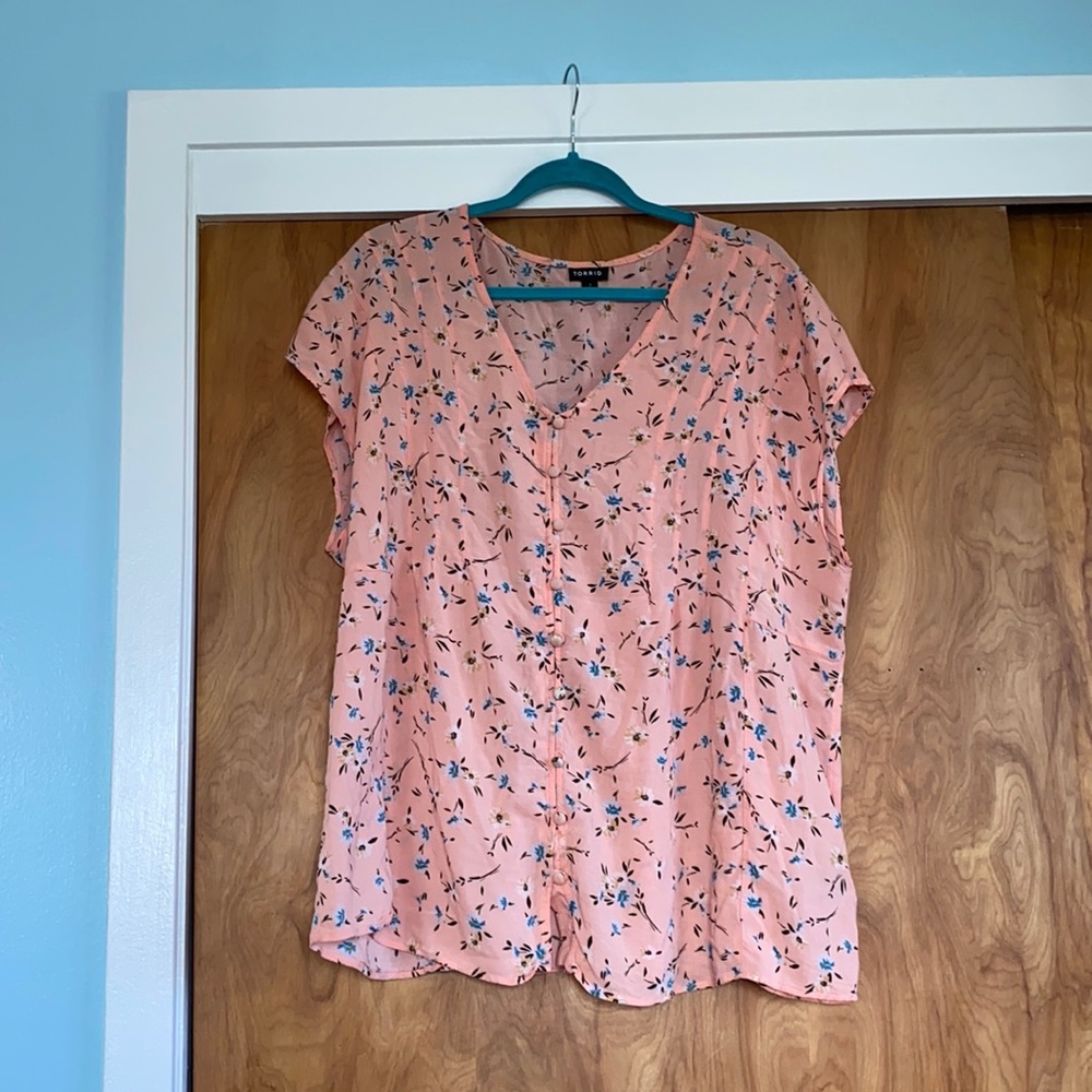 Torrid Pink Floral Blouse